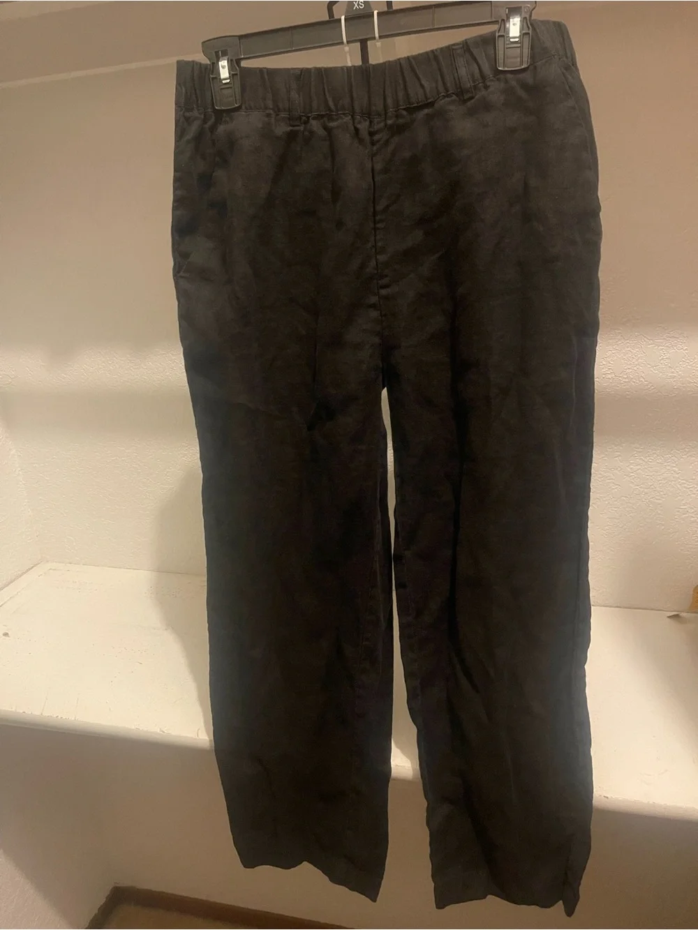 QUINCE WOMENS 100% European LINEN BLACK PULL ON PANTS SMALL minimalist